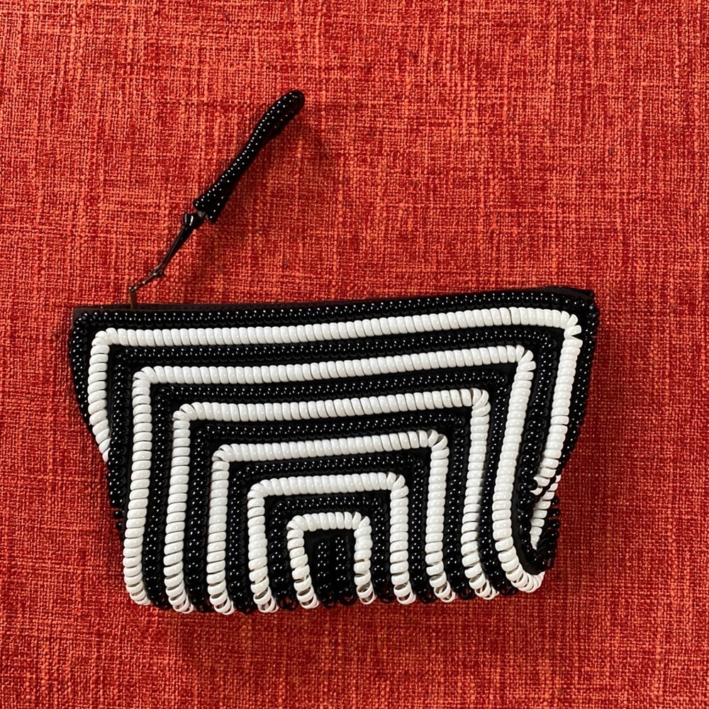VTG 40’s Black White Stripes Telephone Cord Wire Clutch Bag Purse